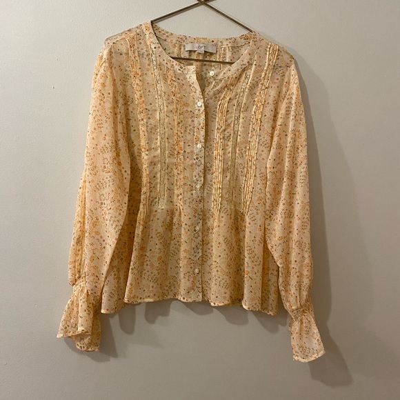 LOFT Tops - LOFT Cream and Orange Floral Blouse